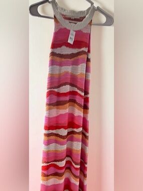 Ann Taylor Loft Striped Pink Multi-Color Maxi Dress